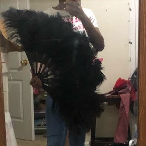 Ostrich Feather Fan (Handmade)